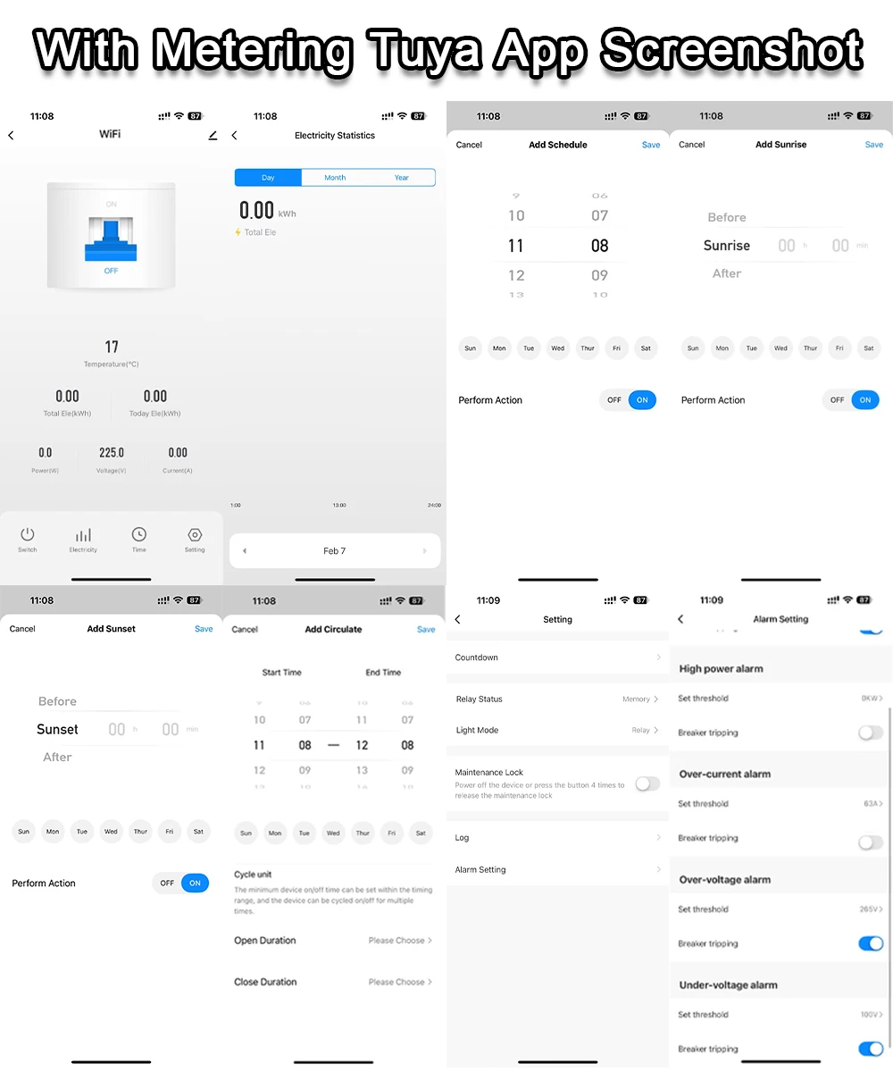 EARU Tuya MCB WiFi Intelligenter Schutzschalter 6-63A Zeitrelais Energie-KWh-Spannungs-Strommessgerät Schutzschalter Sprachfernbedienungsschalter – Detail 12