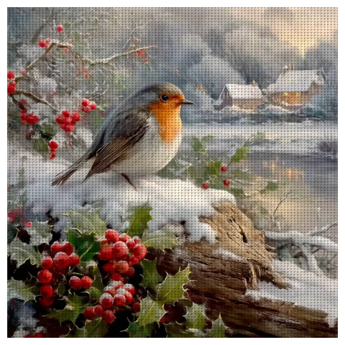 ThreadLux Counted Cross Stitch Kit 40x40cm/11.8x15.7in Easy-to-Follow Holiday Gift Family Decorative Cross-Stitching Set