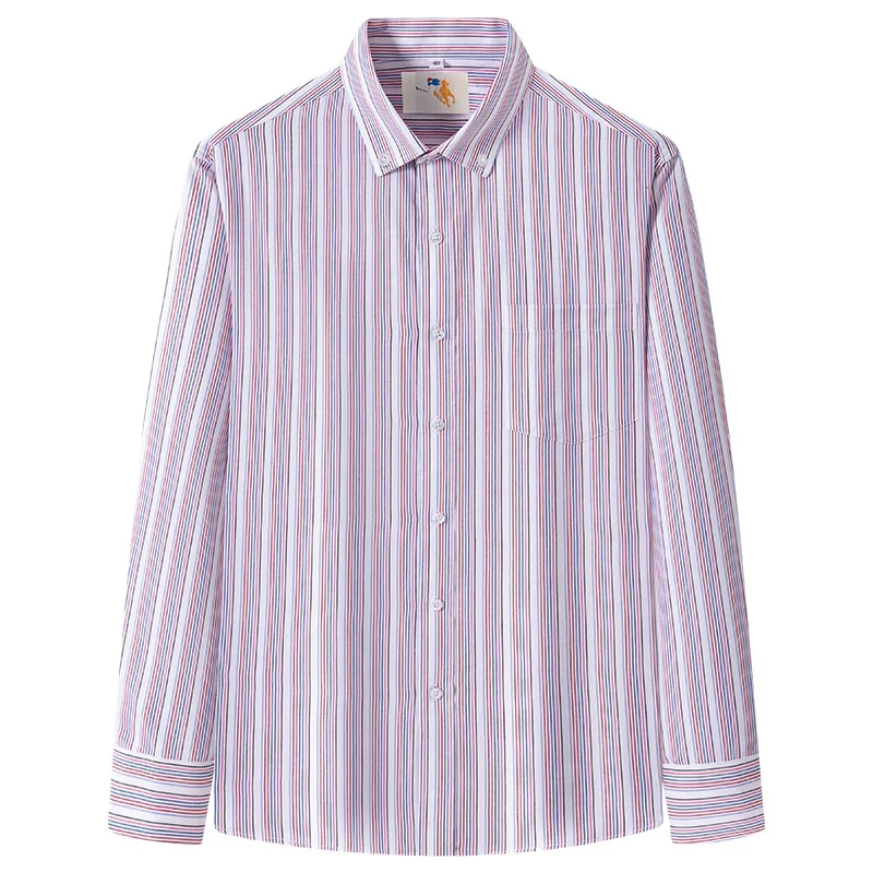 Fashion korean popular clothes thin plus 9xl 100%cotton long-sleeve shirts for men slim fit casual plain shirt soft striped tops