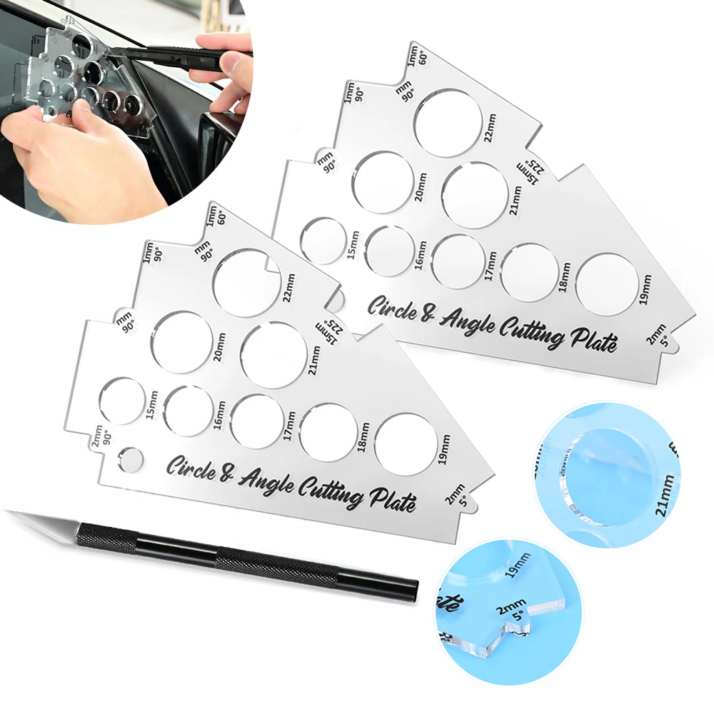 FOSHIO Wrapping Car Film Cutting Template Tool Set Parking Sensor Reverse Radar Circular Stencil Vinyl Tint Craft Cutter Knife