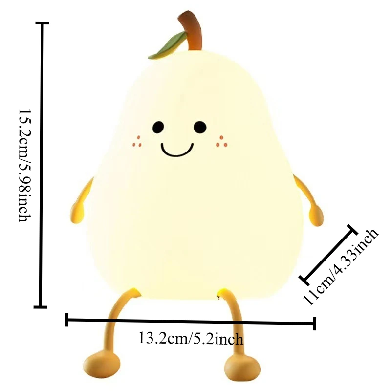 1 قطعة الإبداعية الملونة الكمثرى ضوء الليل سيليكون لطيف LED مصباح للأزواج هدايا ديكور غرفة نوم جو جميل #6