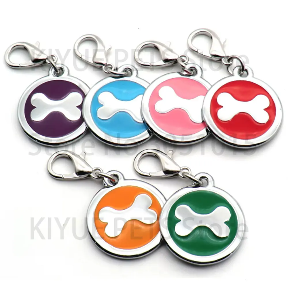 Wholesale 20Pcs Dog Tag Engraved Custom Pet Dog Collar Accessories Personalized Cat Puppy ID Tag  Bone Paw Name Tags Anti-lost