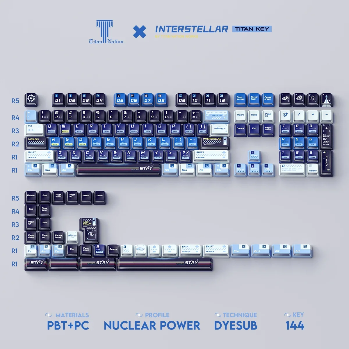 Keycap Power Height Original 144-key PC Transparent Sublimation PBT Keyboard Cap