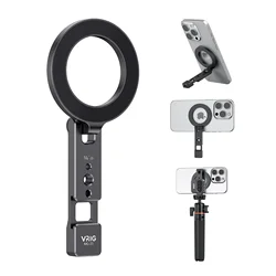 VRIG MG-23 Magnetic Phone Stand with MagSafe Cold Shoe Mount Tripod Holder for iPhone Android Phone Tripod Live Streaming Vlog