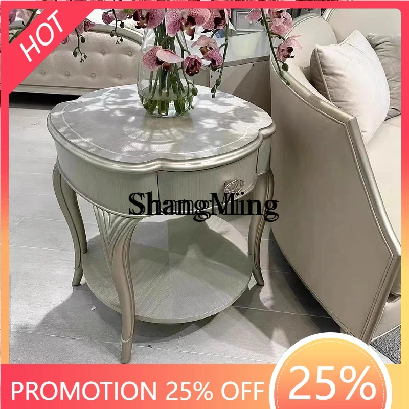 

ZYY high value light luxury solid wood edge table, solid wood carved corner table, living room home sofa table