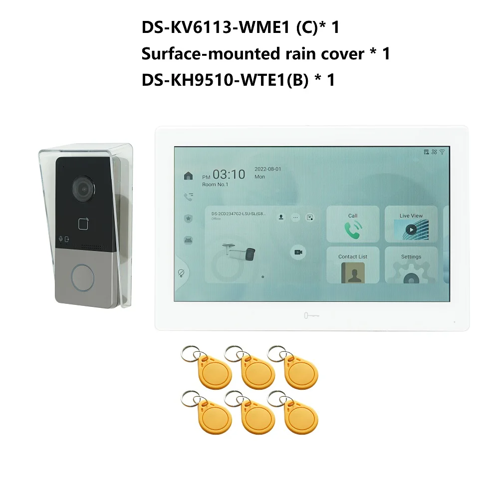 HIK Multi-language 802.3af POE Video intercom KIT,include DS-KV6113-WPE1(C) & DS-KH9510-WTE1(B) & PoE Switch