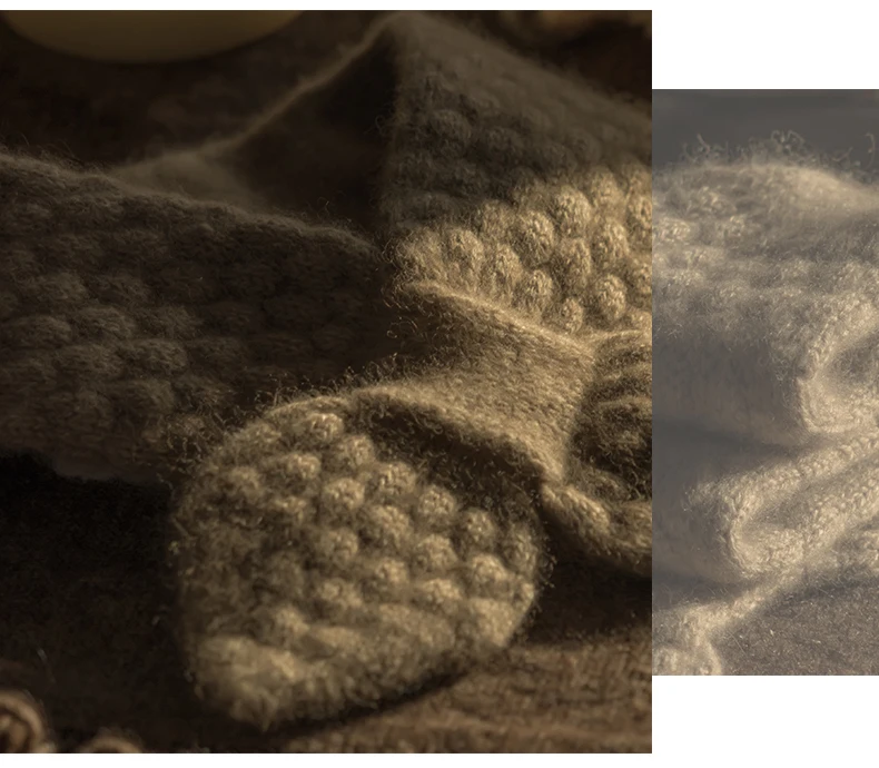 Frauen 100% Reinem Kaschmir Gestrickte Kleine Bowknot Schal Halstuch Moos Stich Weiche Hals Wärmer Ring Kragen Weibliche Boutique Acc – Detail 5