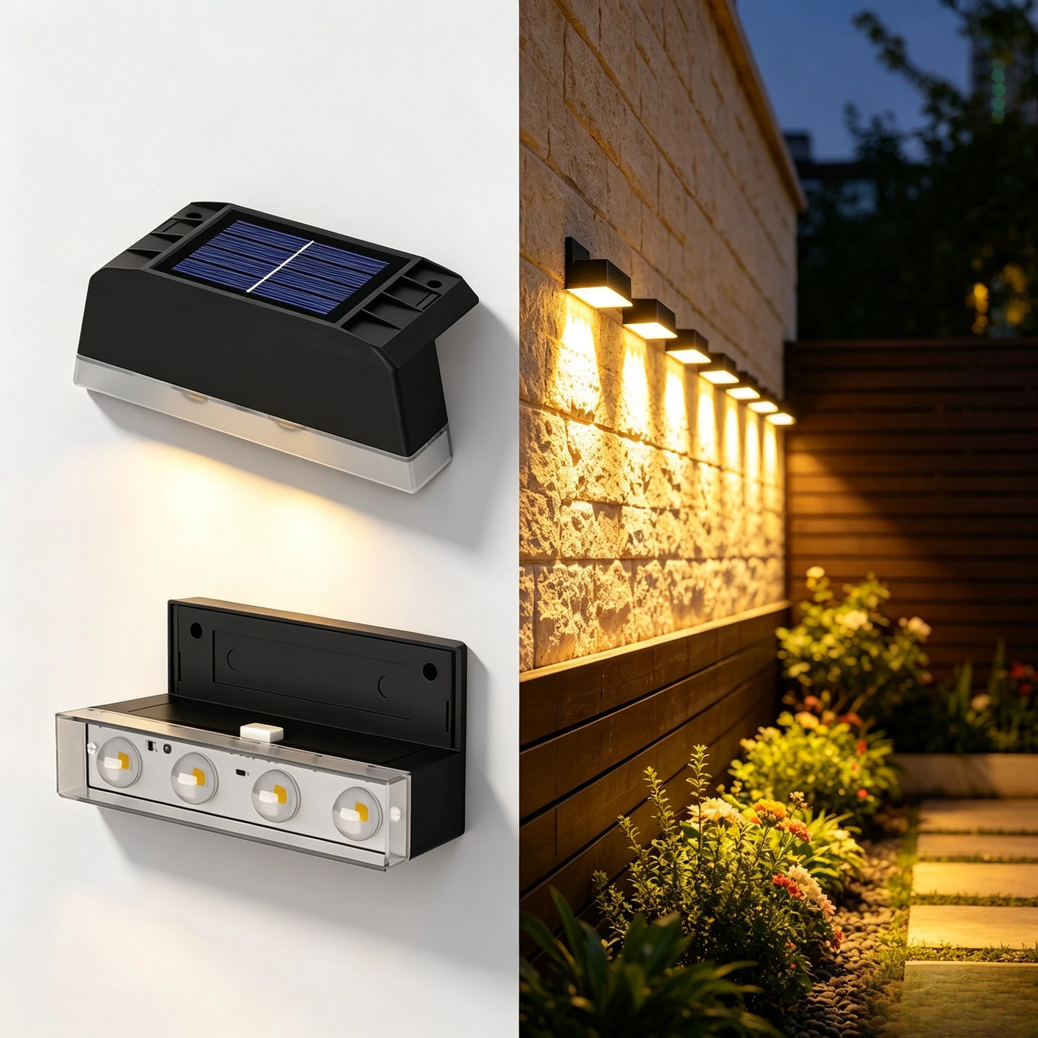 Solar LED Light Outdoor Waterproof Garden Decor Solar Powered Lamp Solar Deck Lights Wall Lights for Fence Post Yard Pathway