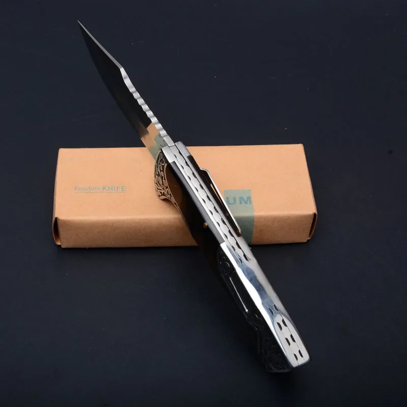 Pisau Lipat Kualitas Tinggi Pisau EDC Koleksi Seni Baja Tahan Karat 3D Bunga Alat Luar Ruangan 2025 Pisau Bertahan Hidup