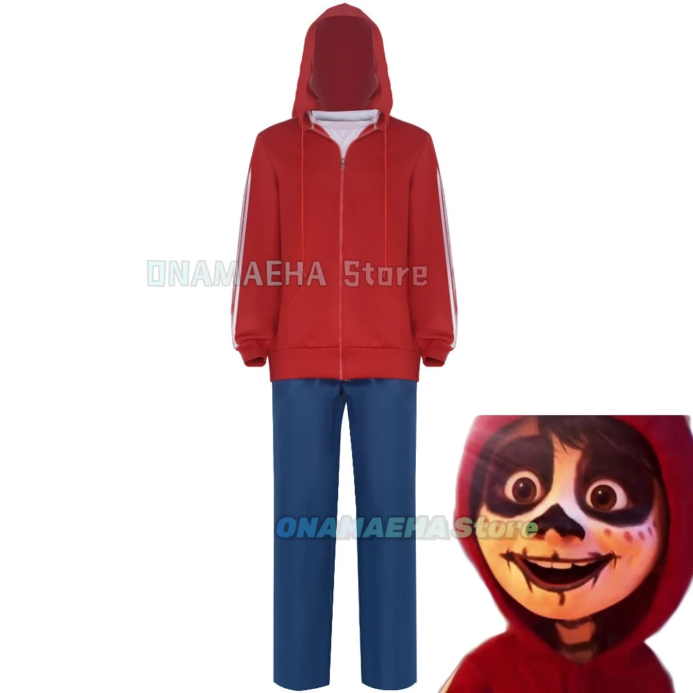 Anime Moive Co co Miguel Cosplay Hoodie Costumes Coat Mask for Adult Kids Boys Kids Jackets Hoodies Red Sweatshirts Coat