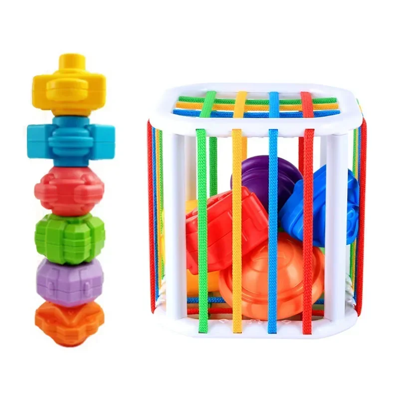 Jouets Montessori pour bébés de 0 à 12 mois, développement sensoriel, jouets éducatifs d'apprentissage, blocs colorés, jeu de tri pour bébés