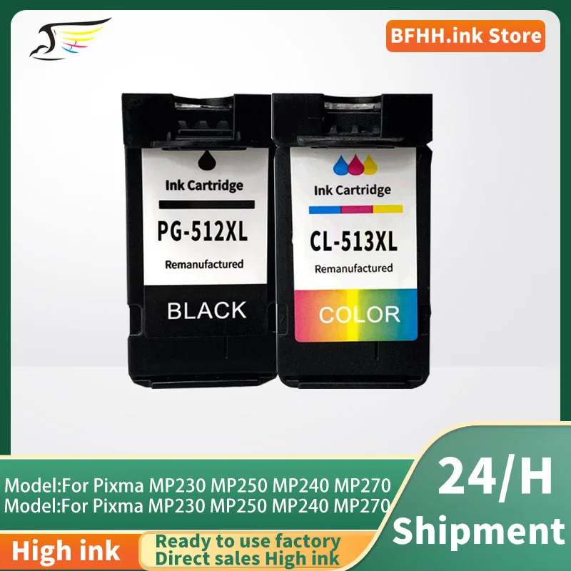 512 513 PG512 CL513 Ink Cartridge Compatible 512XL 513XL PG-512 CL-513 for Canon Pixma MP230 MP250 MP240 MP270 MP480 MX350