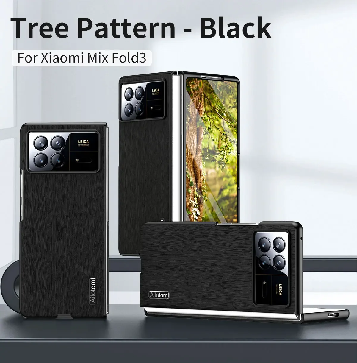 For Xiaomi Mix Fold 3 Fold 2  Phone Case Leather Luxury Frosted Tree Pattern Cute Hard PC Frame Folding Cover Xiaomi Mix Fold3