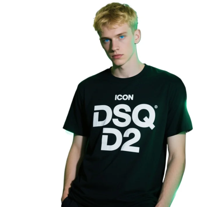 

New Trend European and American D Quadratic DSquared2 Cotton T-shirt Short-sleeved Men's and Women's Crew Neck Large Size Loose