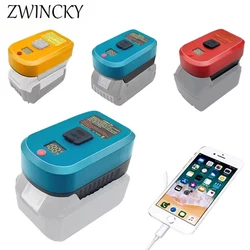 2 IN 1 Battery Charger for Makita/Bosch/Milwaukee/Dewaltt，20V 18V Li-ion Battery USB and Type-C Input Output Battery Adapter