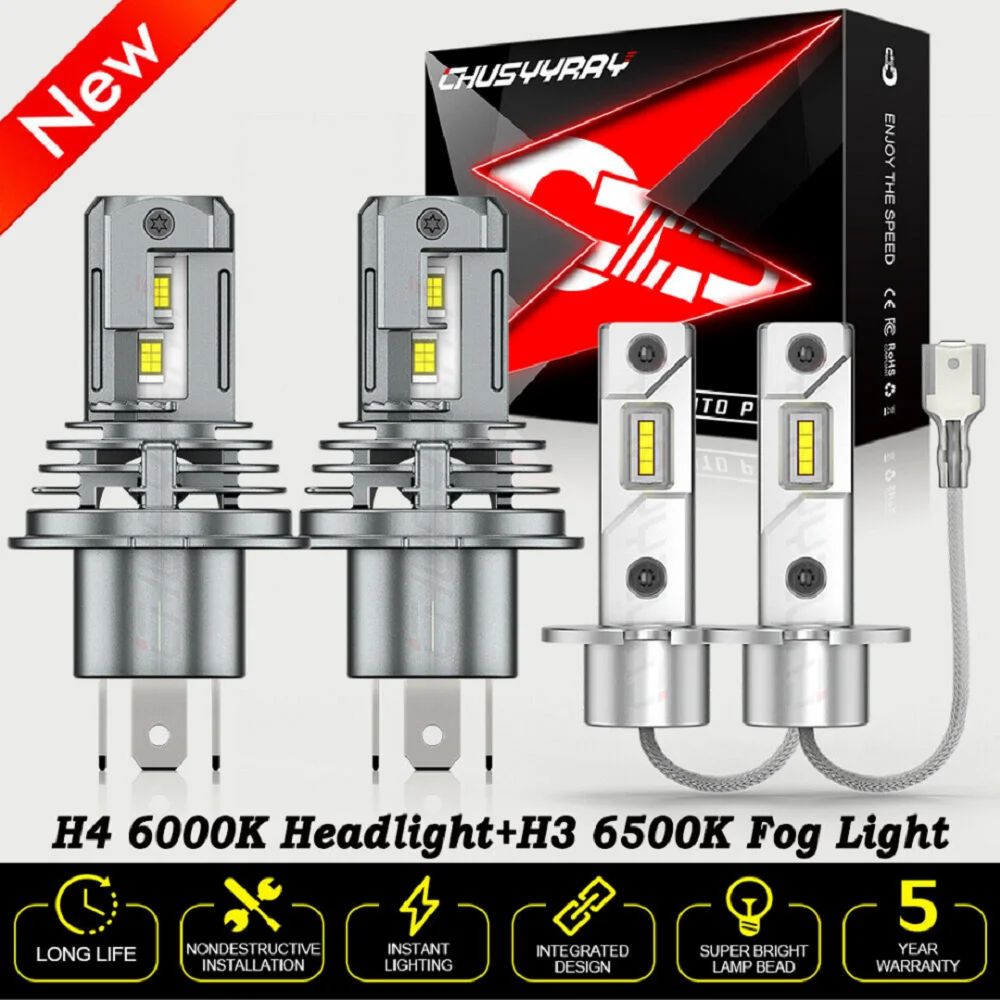

XWQHJW Led headlight For Nissan Sentra 1993-1994 4X LED Headlight Hi&Lo Beam Fog Light Bulbs Kit Car accsesories