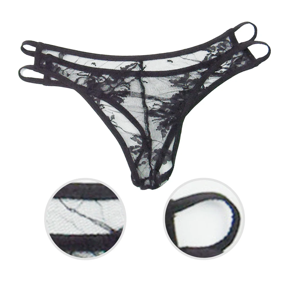 سراويل رجالية مثيرة من الدانتيل ، خصر منخفض ، بيكيني مجوف ، خيط رفيع للغاية ، سروال داخلي شفاف ، سراويل داخلية مثيرة للرجال
