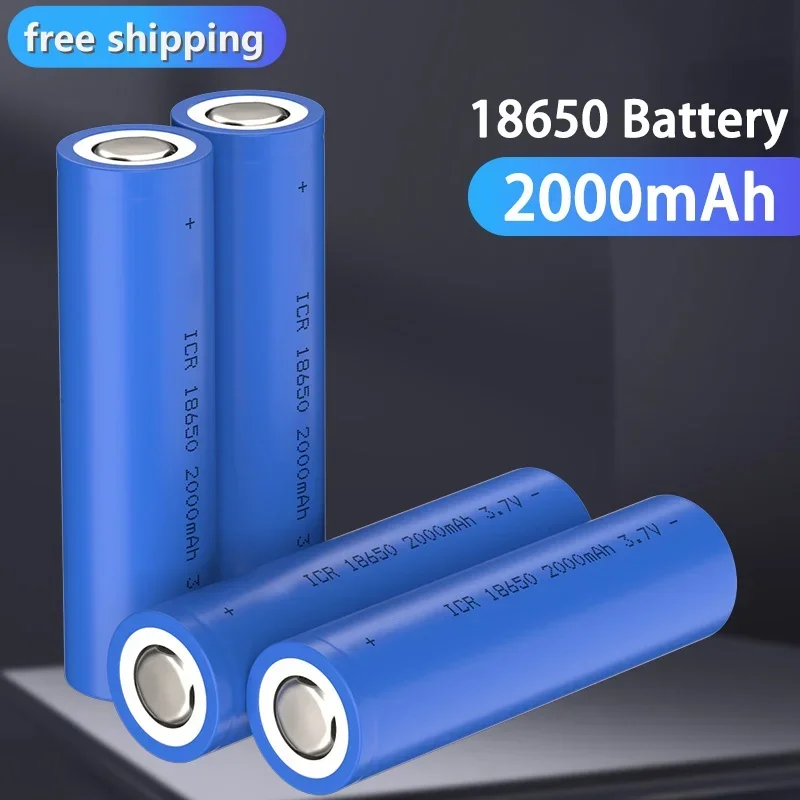 

100% original 100pcs ICR 18650 2000mAh lithium battery rechargeable lithium electronics, free shipping