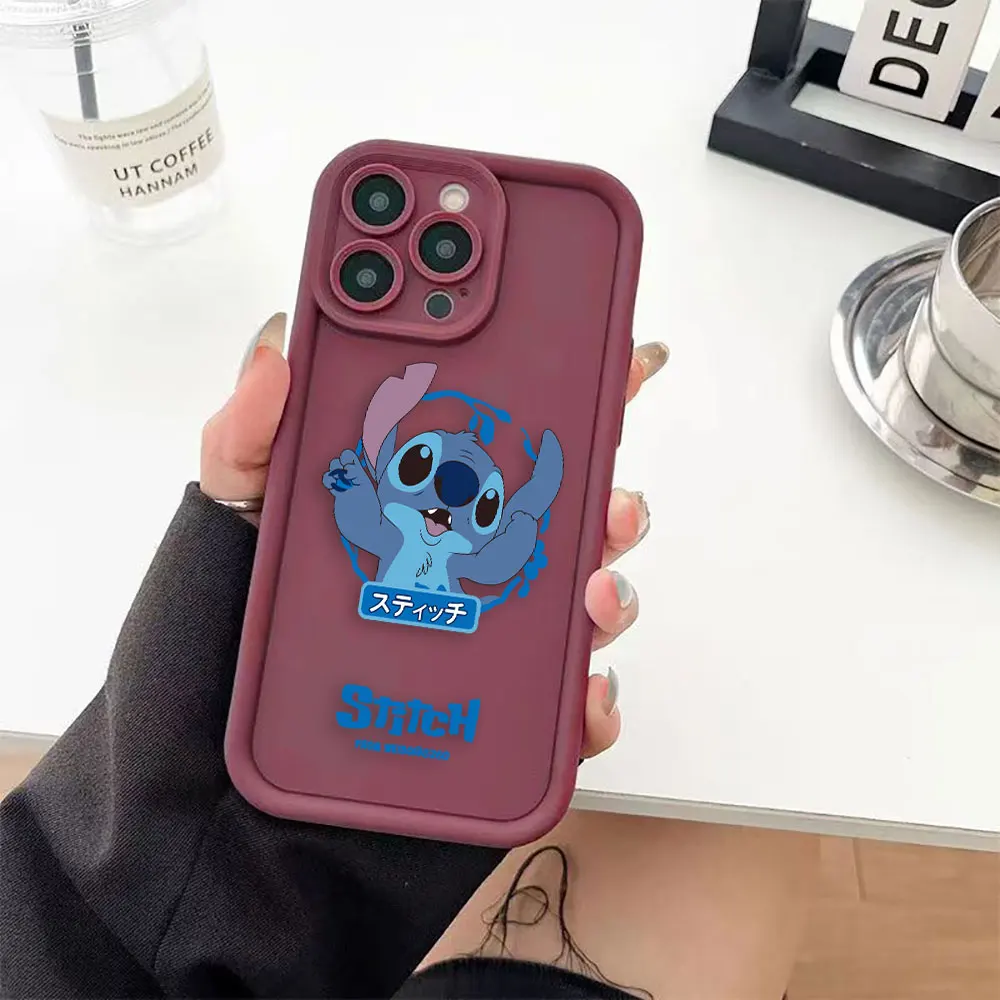 Cartoon Disney Stitch Luxtury Phone Case For iPhone Apple 15 14 12 13 11 Pro 8 7 SE Plus X XR XS Max Soft Case Funda Capa Shell