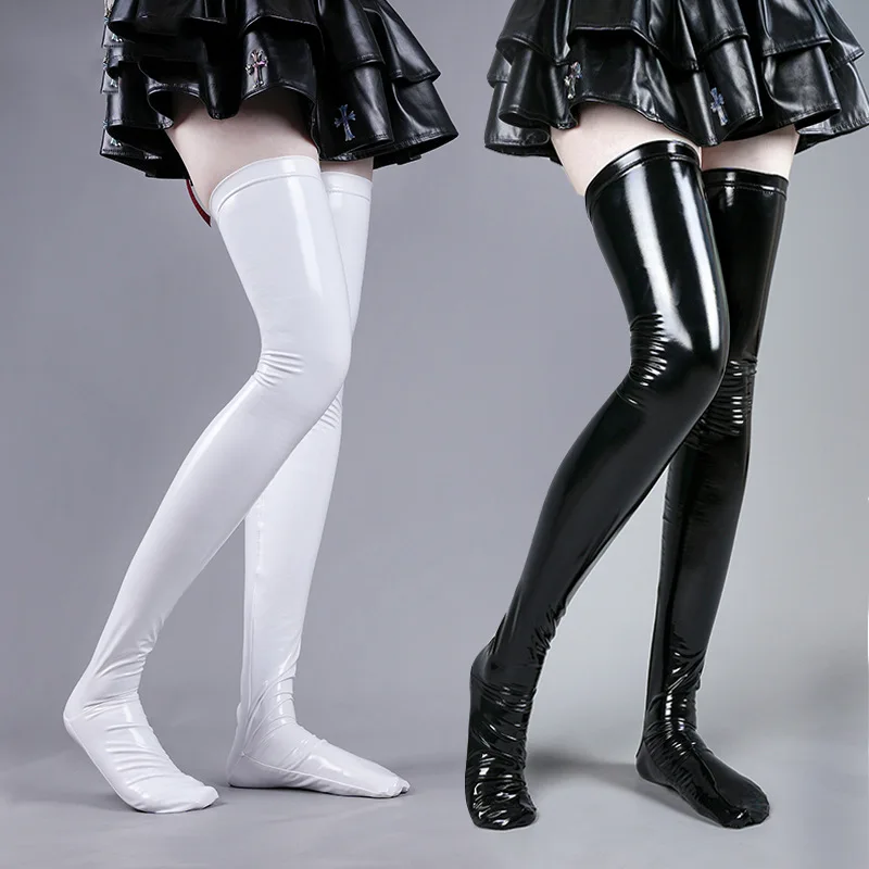 Game Punk Cospaly For Women Leather Over Knee Stockings Anime Sexy High Thighs Socks Cosplay Clubwear Length Over Lolita Party