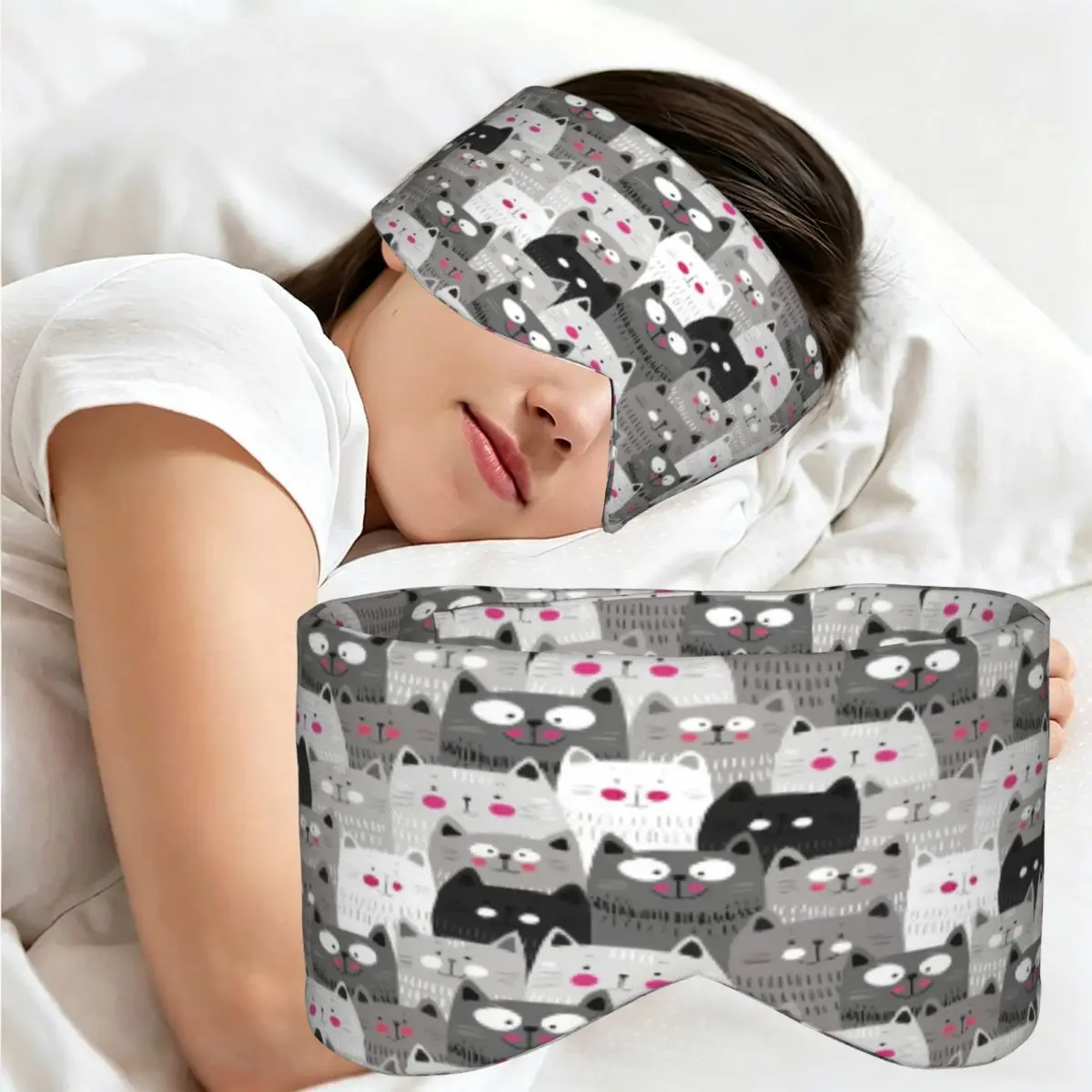 Antifaz para dormir con diseño de gatos, bloquea la luz, portátil, para niñas y niños, ideal para viajes, fiestas, regalo, pantaleta para los ojos