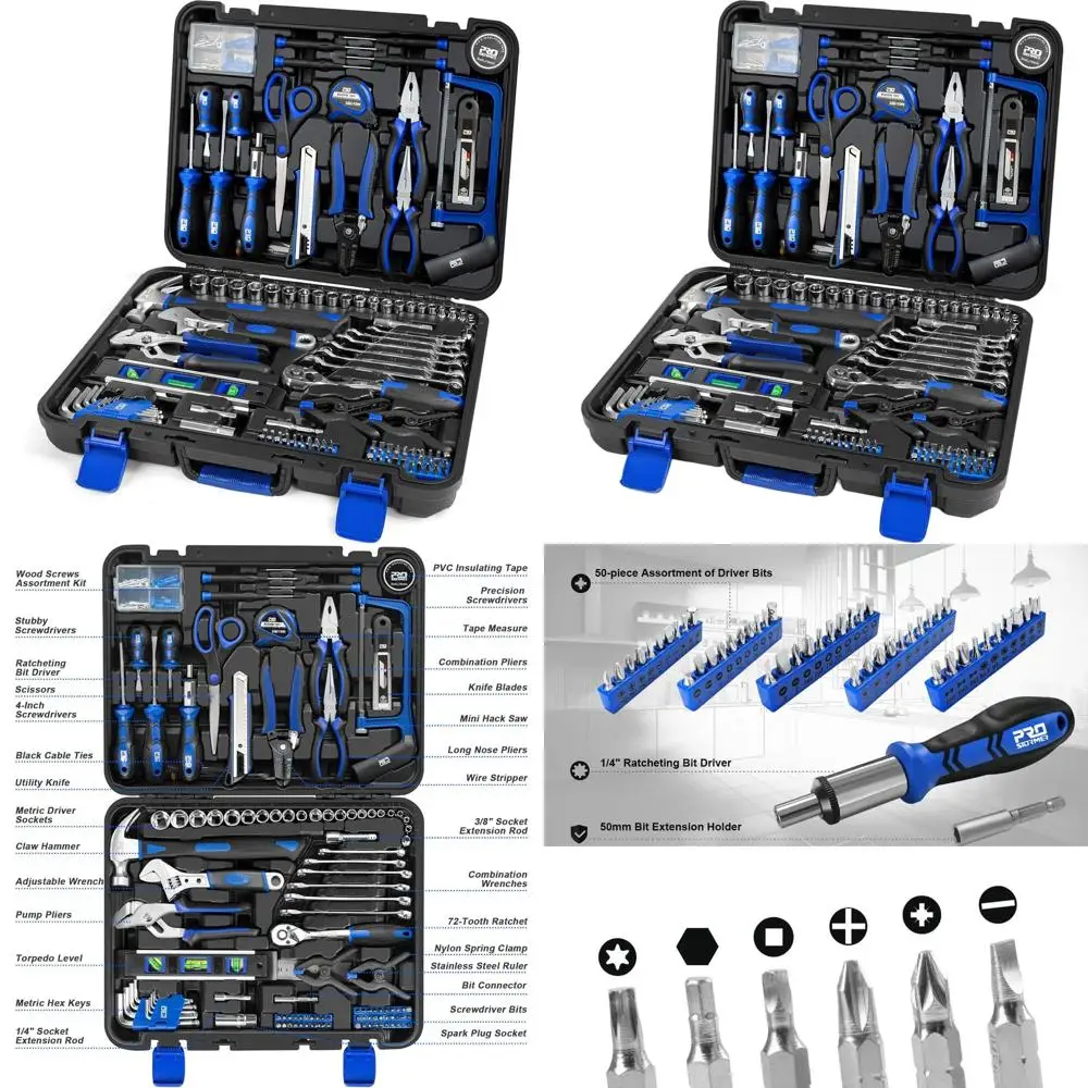 

Portable 259-Piece Home & Car Repair Tool Set with Blue Plastic Storage Box