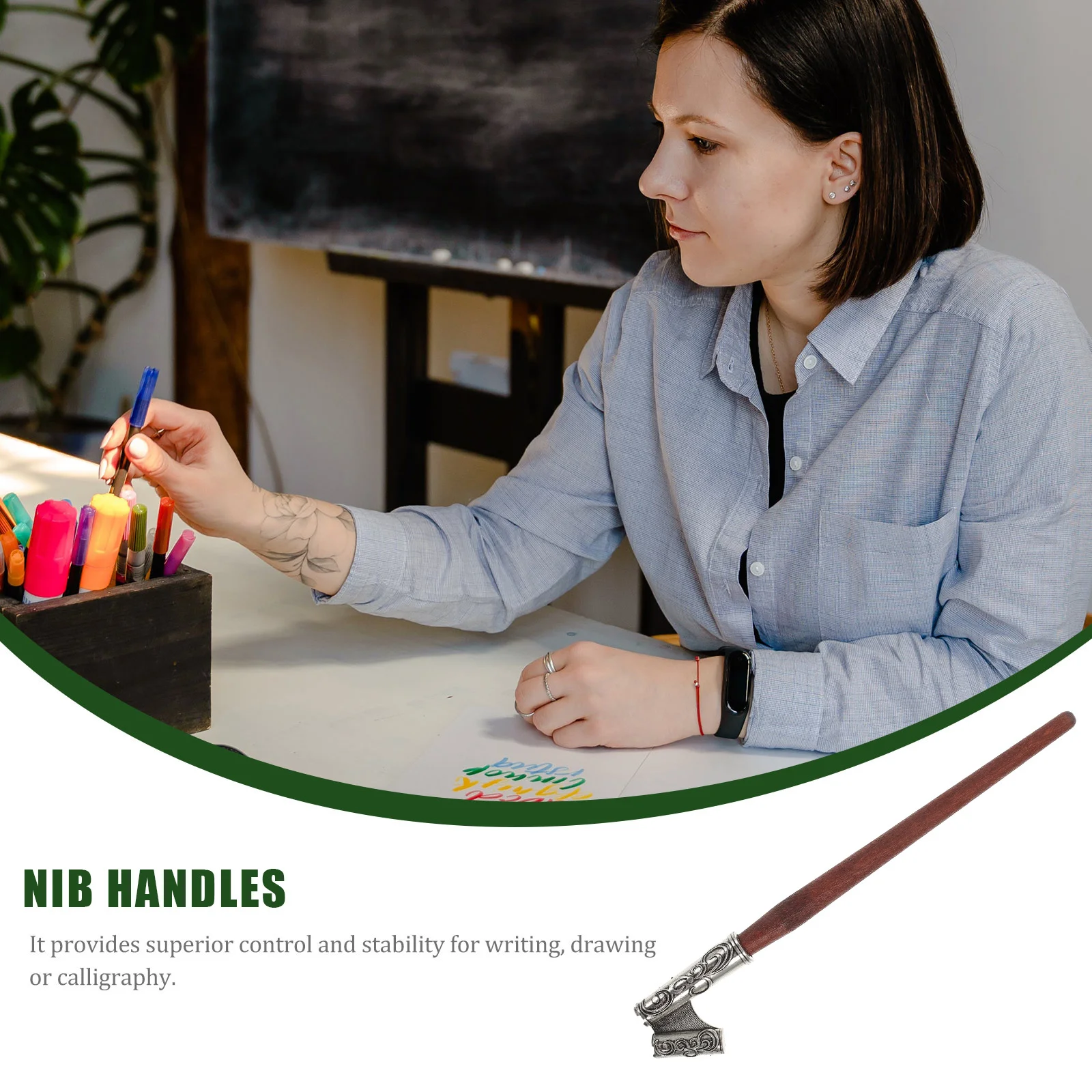 

1 шт., держатель для ручки, сменная ручка для ручки для каллиграфии, гладкий письменный деревянный держатель для пера, косая ручка для пера, школьные принадлежности, искусство