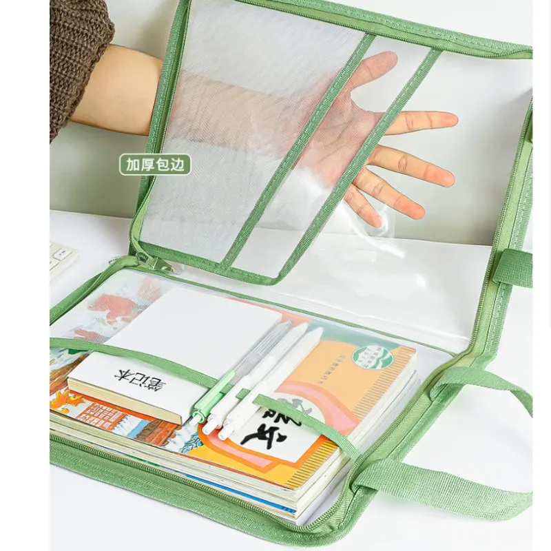 1PC Transparent Document Folder Bag Double Layer File Folders Capacity Portable Subject Classification Homework Filing Products