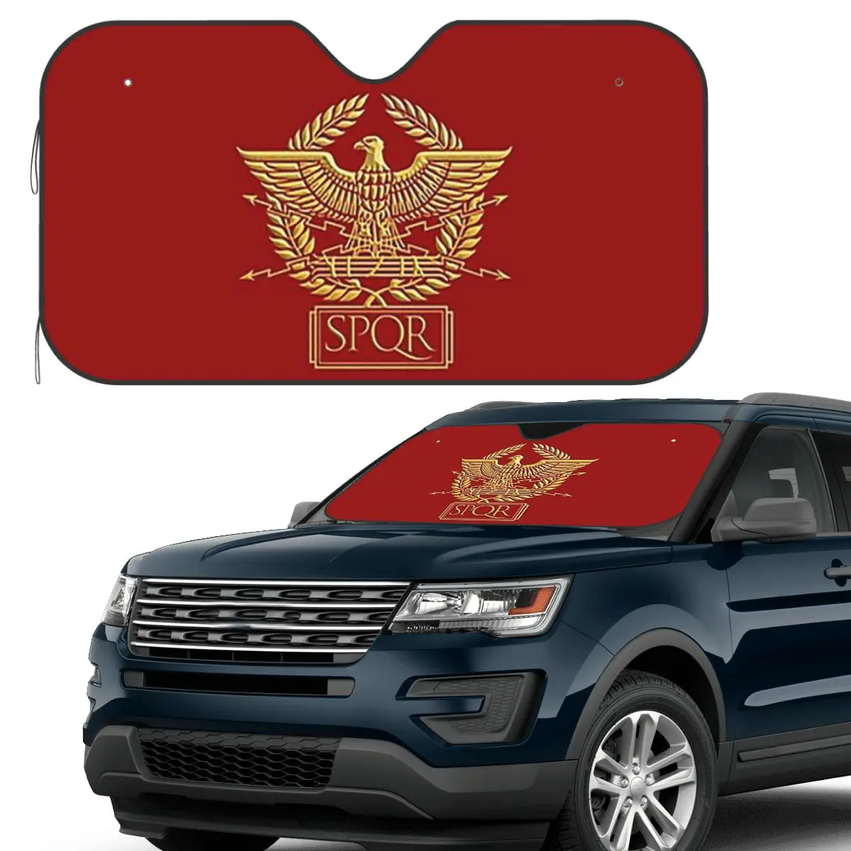 

SPQR- Roman Empire Standard Eagle Emblem Sunshade Windscreen Car Front Windshield Window Sun Visor Accessories Covers