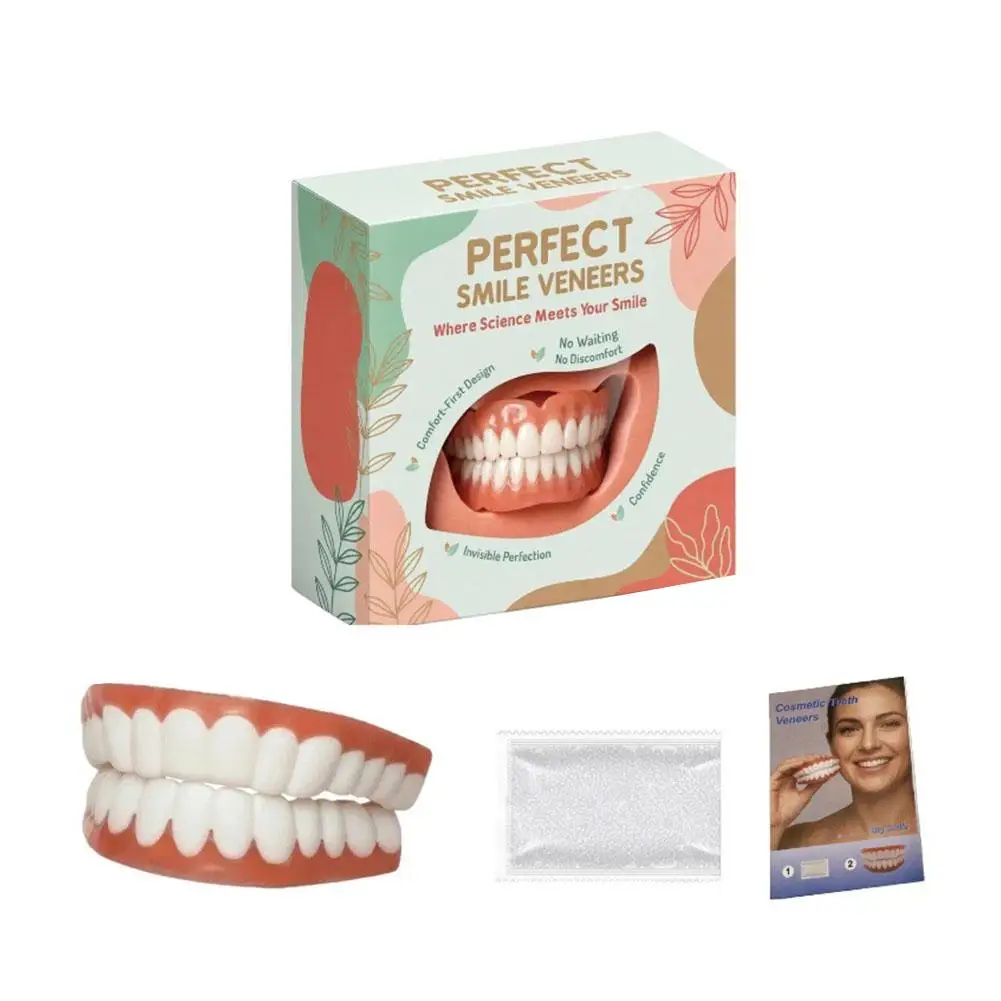 2026 New Soft Silicone Upper&Lower Dentures Comfort Realistic False Teeth Bright Smile Teeth Appliance for Adults