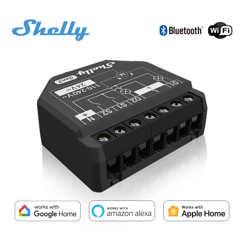 

Умный переключатель Shelly 2PM Gen3, 2 канала, крышка с Wi-Fi, роликовое управление, 16 А, общий ток, автоматический ролик для регулировки положения