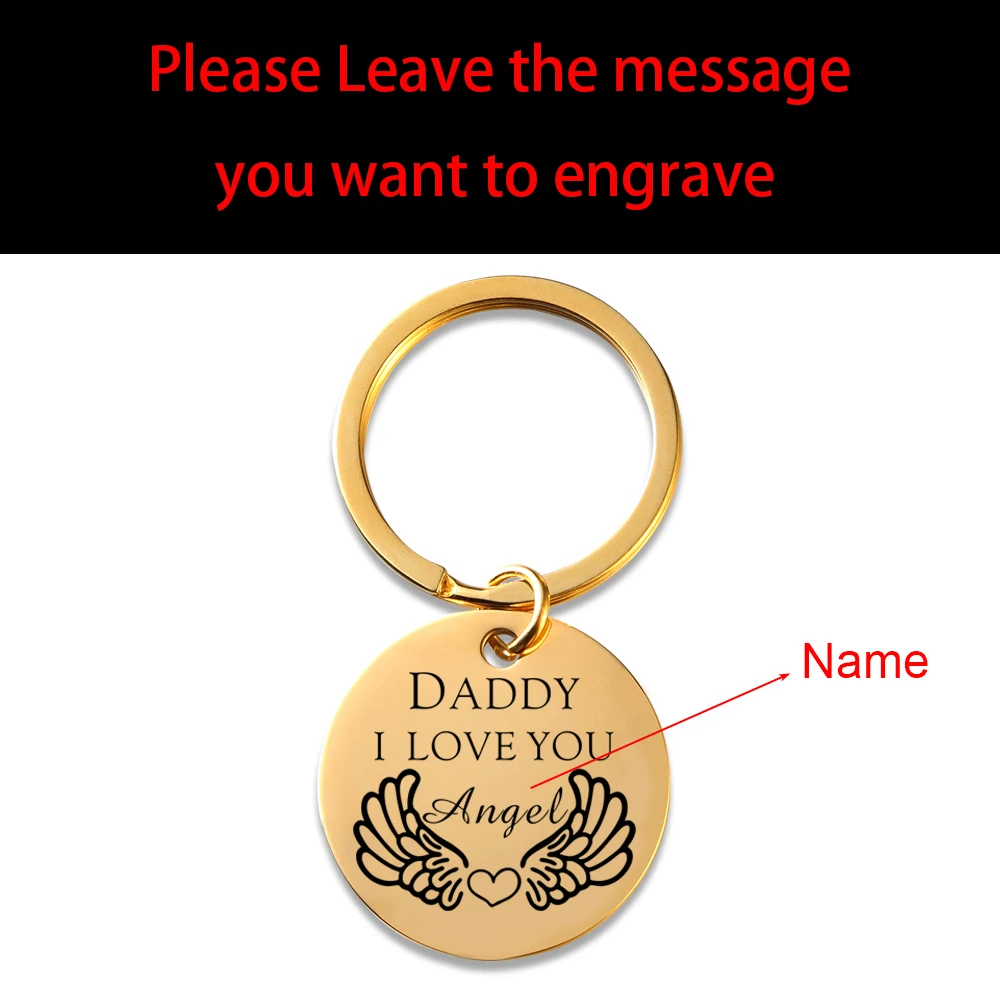 Personalized Daddy And Mommy Keychain Fashion Stainless Father's-Mother's Gift Backpack Tag Custom Engrave Name