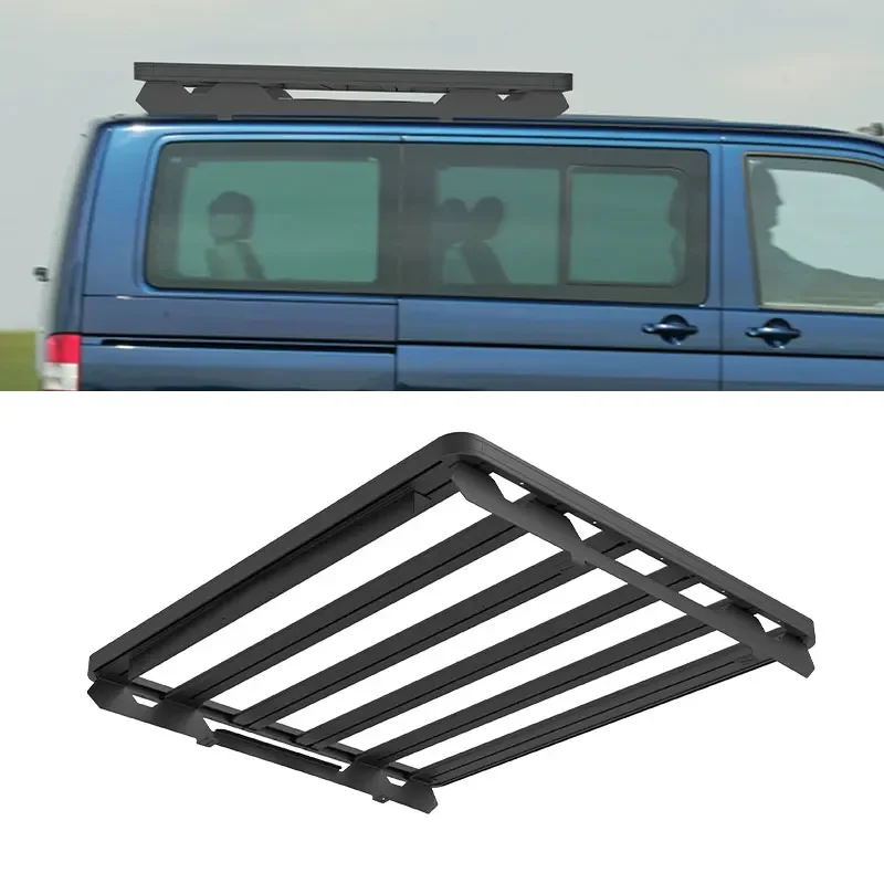 4X4 Accessories Off-road Black Steel 4 Door Luggage Rack Cargo Basket Half Short Roof Rack for VW T5T6 Multivan