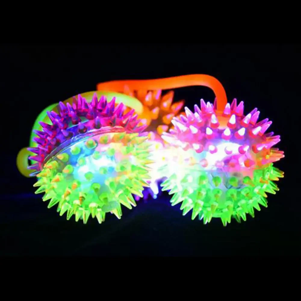 1Pc Kids Glowing Ball Toy LED Light Up Flashing Soft Prickly Massage Ball Elasticity Fun Toys Squeeze Toys Squeaky Kid Prank Toy