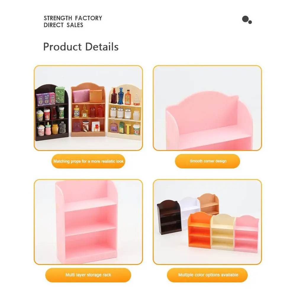 

2pcs Mini 1/12 Dollhouse Cabinet 6.7*2.6*10.5cm 6 Colors Supermarket Display Shelf Plastic