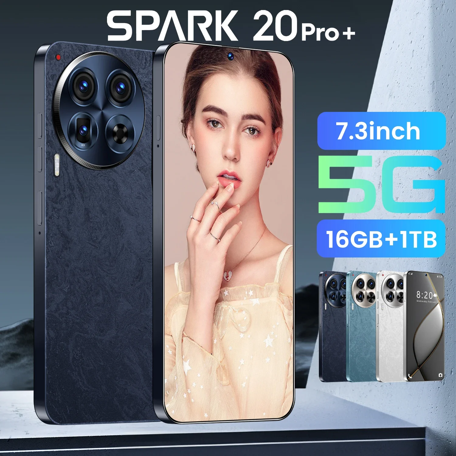 Cellphones Spark20 pro+ 7.3 Inch 5G Dual SIM Smartphone 108MP Smart Mobile Phones 6800mAh Cell Phone Android13 Global Version