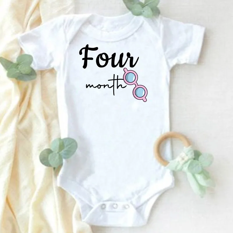 Monthly Milestone Baby Grow Bodysuit  Girls 1-12 Months Baby Shower Gift Month Pictures Monthly Jumpsuit Clothes Infant Romper