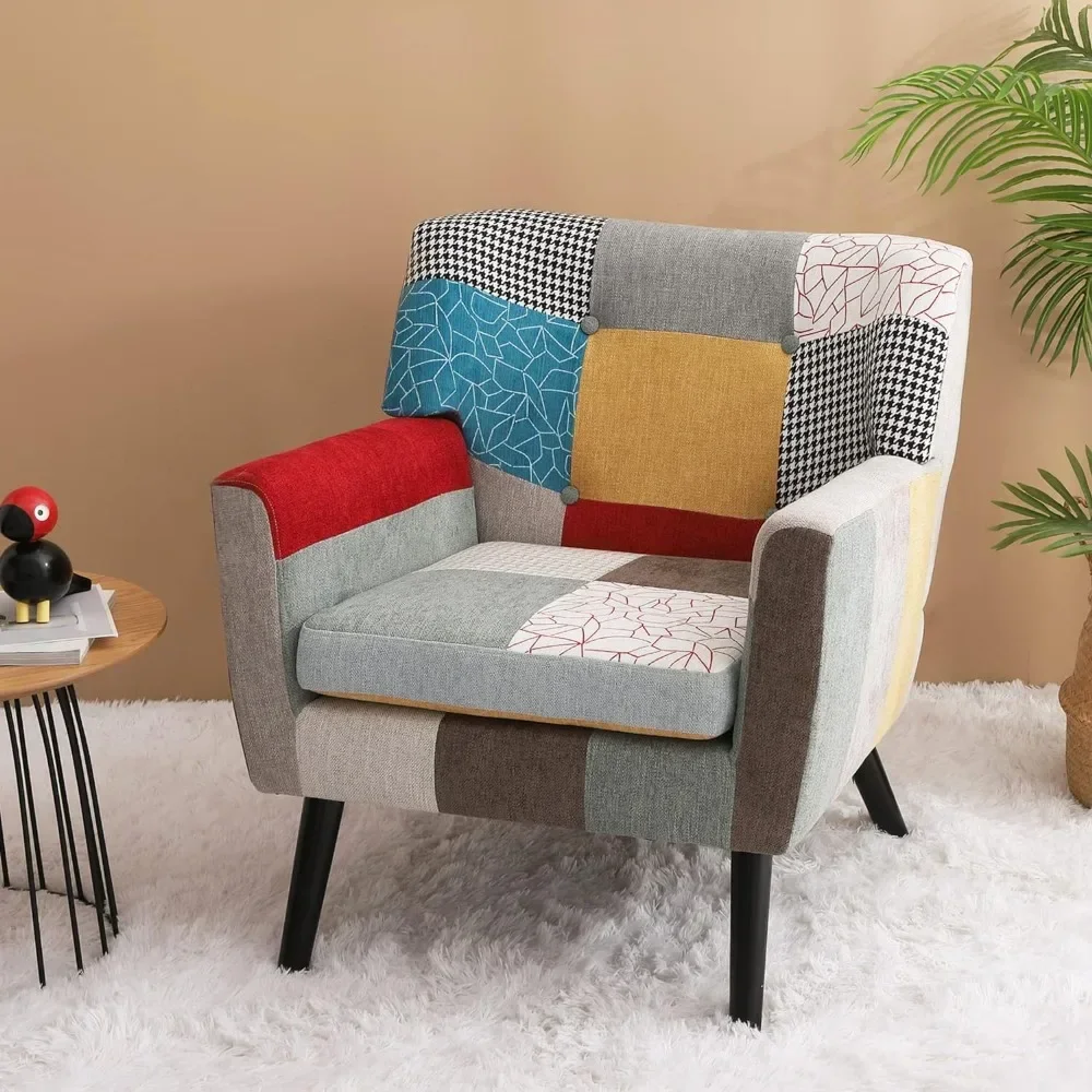 

Modern Living High-back Armchair With Solid Wood Legs and Seat Cushions Living Room Chairs Upholstered Single Armchair House