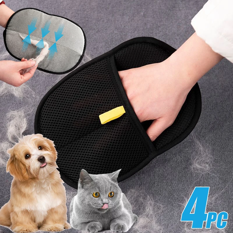 

1/4PCs Pet Anti Static Hair Removal Brush Reusable Grooming Gloves for Pets Remove Cleaning Hair Water-washing Glove