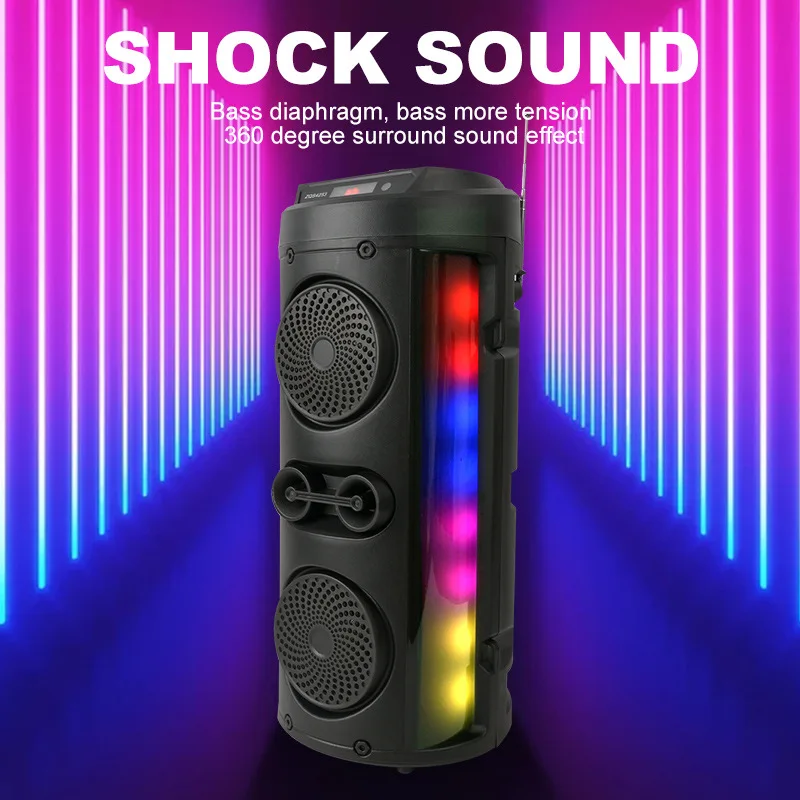 

HIFI Bluetooth Speaker Dual 8 inch High Power RGB Light Audience Outdoor Portable Subwoofer 3D Surround Sound Party Karaoke TWS