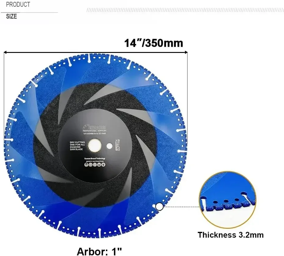 Metal Cutting Diamond Blade All Purpose Cut Off Wheel for Rebar Sheet Metal Angle Iron Stainless Steel