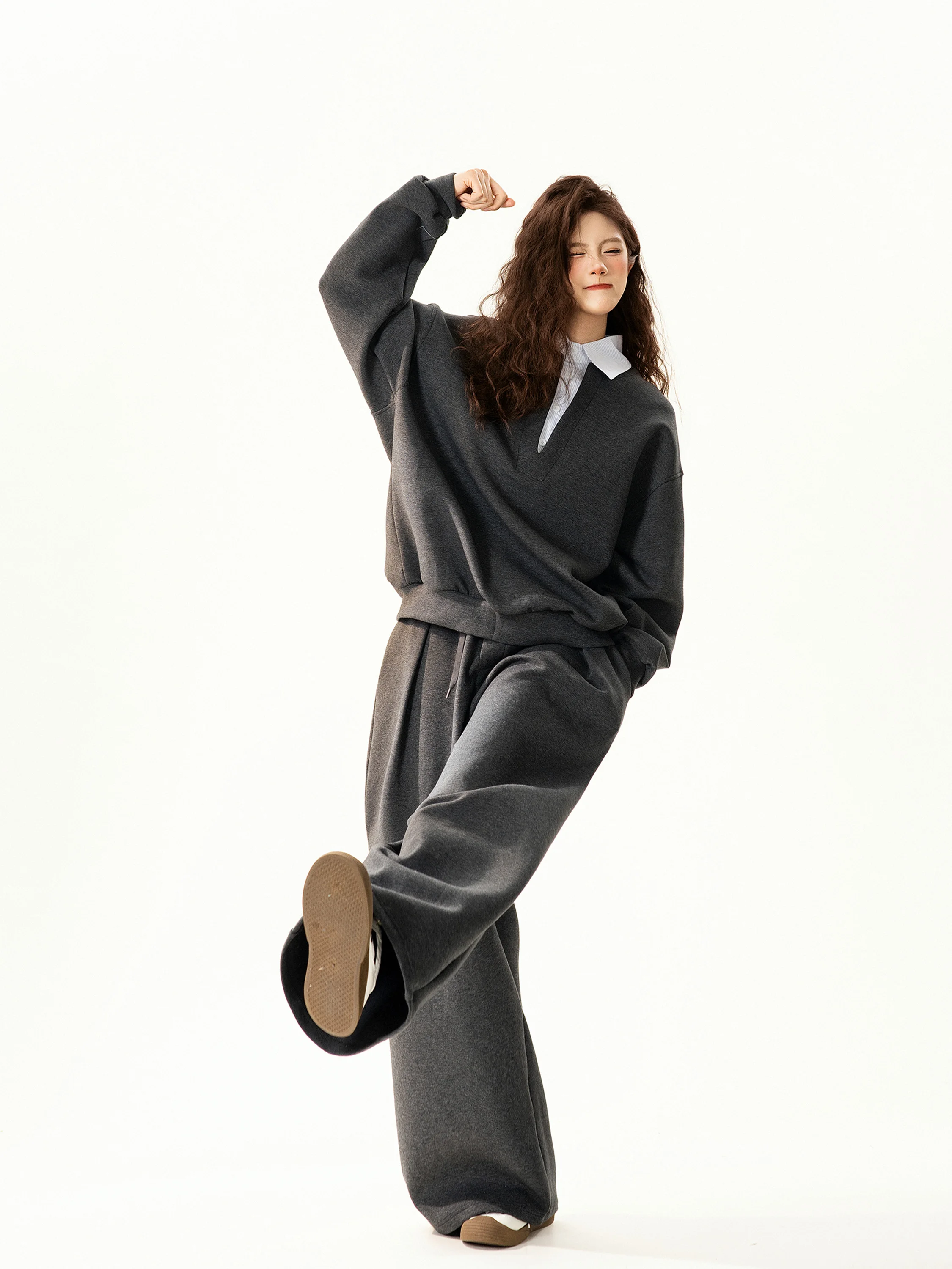 

American Retro Design Sense Fake Two-Piece Hoodie Women's Loose Casual Versatile Top Trendy Spring New Sle Streetwear