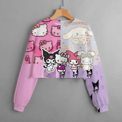 MINISO Kuromi-Sudadera con capucha para niña, Jersey suave con estampado, estilo Harajuku, Y2k