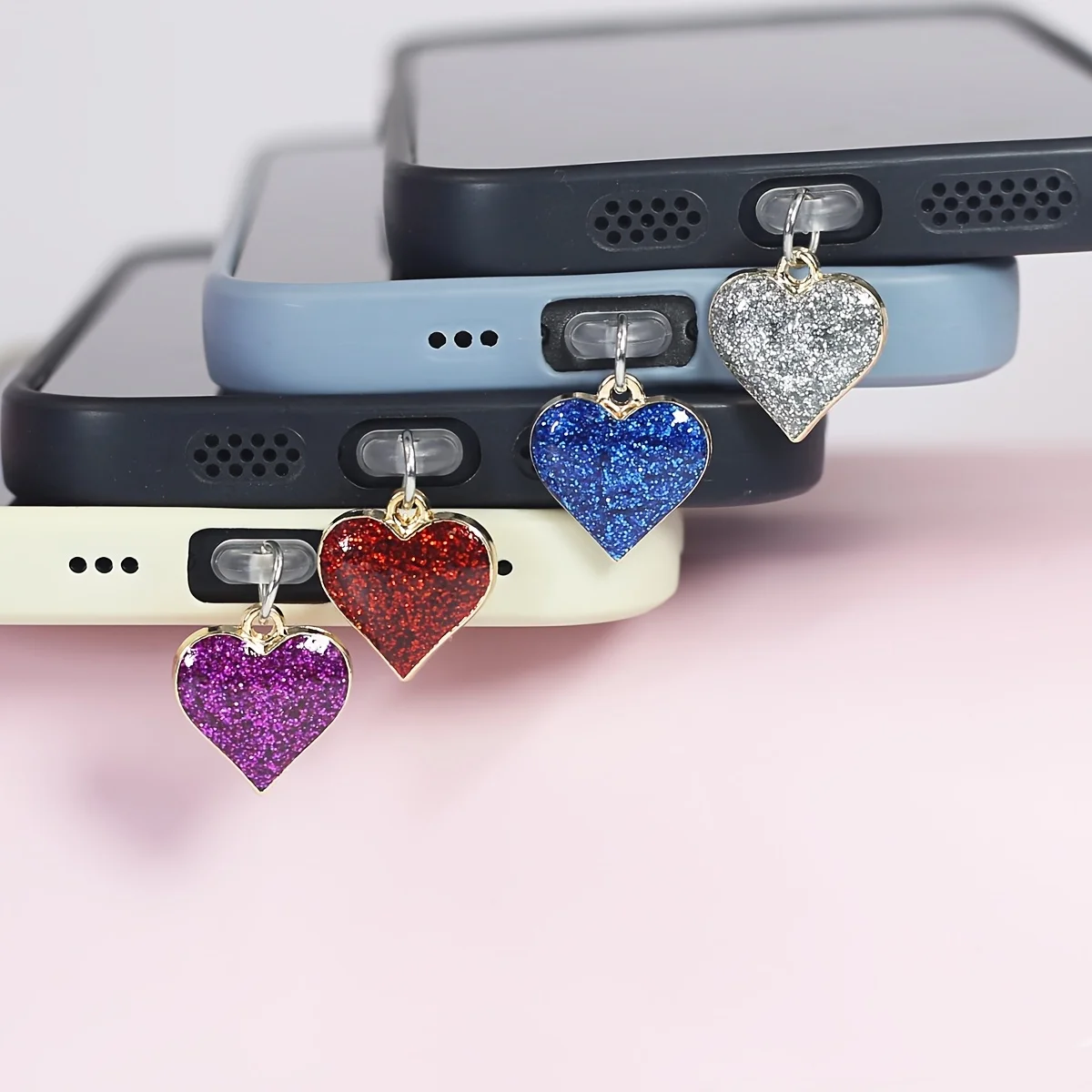 

Deep Purple Heart Multi-Color Flashing Starry Sky Mobile Phone Dust Plug Accessories - Valentine's Day Gift, Mobile Phone Pendant