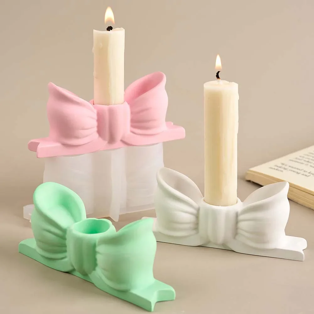 Candlestick Candle Holder Gypsum Bow Candles Candelabra Home Decorative Candle Wedding Dinning Birthday Gift Party Home Props