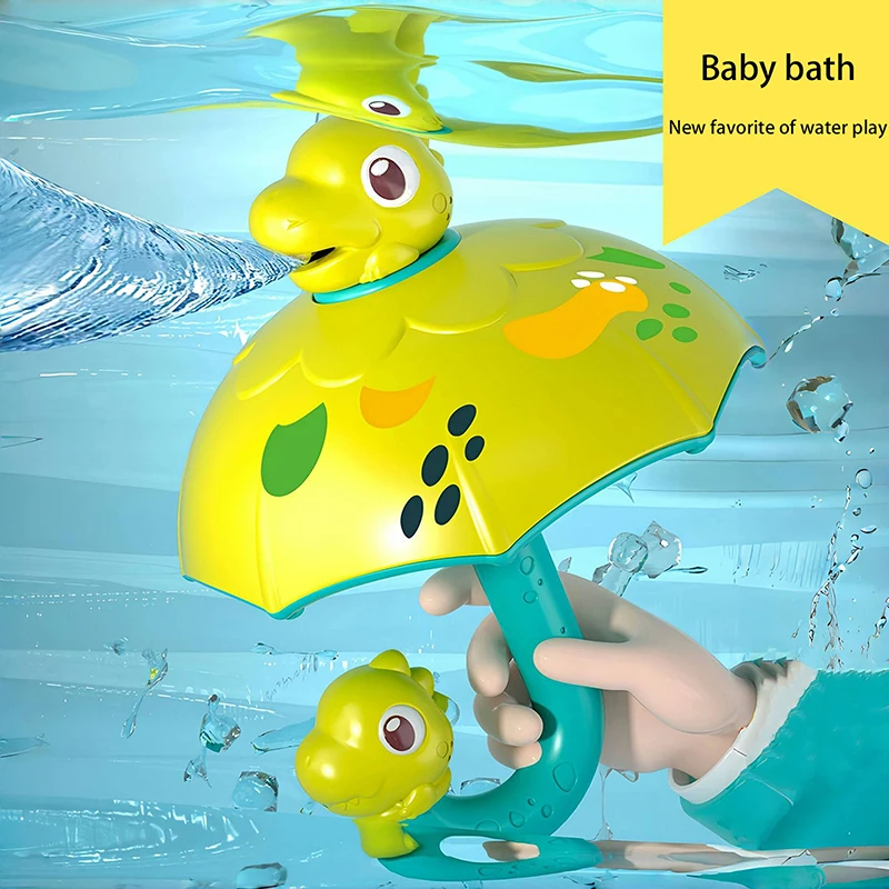 Paraguas de dinosaurio para niños, juguete de ducha, bonito juguete de pulverización de agua para nadar, juguetes de baño interactivos divertidos para padres e hijos, regalos