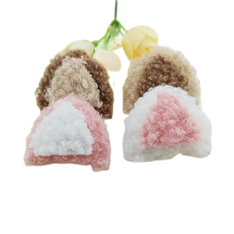 40Pcs 4CM Teddy Samt Katze Ohr Gepolsterte Appliques Für Baby Kleidung Hut Nähen DIY Headwear Haar Clip Bogen zubehör Patches – Detail 1