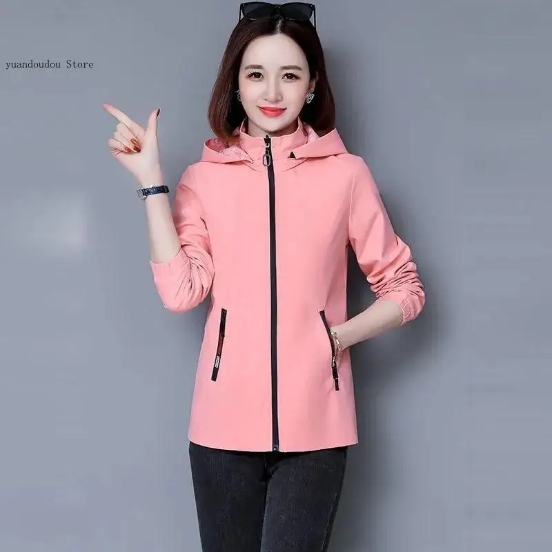 Casual Basic Jackets Two Side Wear Mid Long Trench Coat Outwear Autumn Windbreak Female Jacket Women Hooded Coats