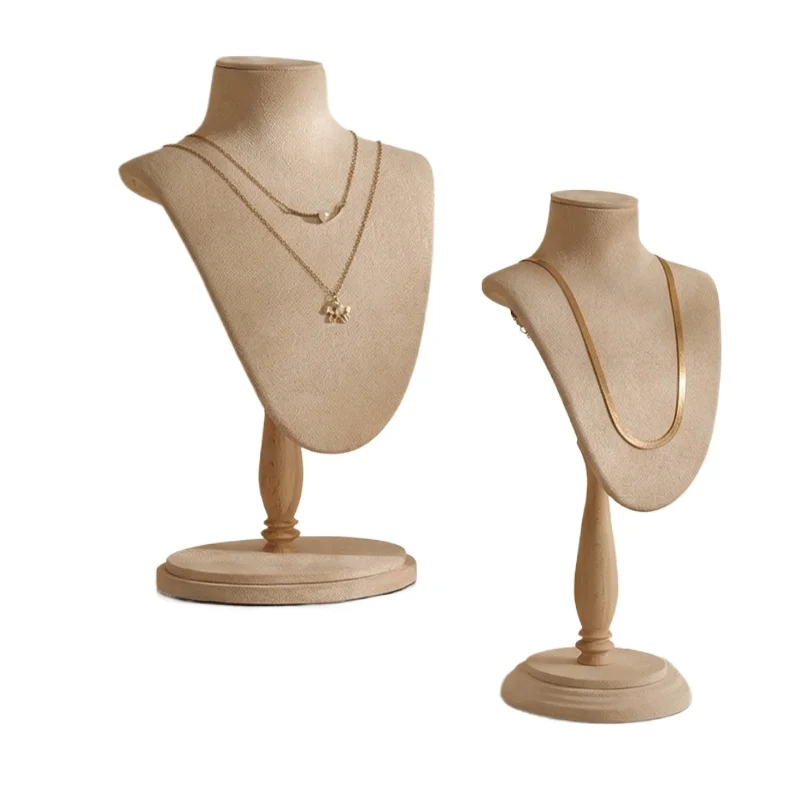 Counter Necklace Display Stand Velvet Necklace Display Rack Jeweler Necklaces Storage Holder Neck Model Jewelry Organizer Rack