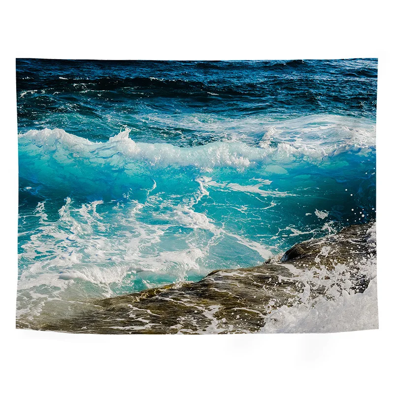 VIKAMA ins Wind Healing Series Tapestry Waves and Snow Mountain Lakes Landscape Wall Hanging Bedroom and Living Room Home Decor